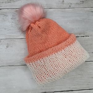 Kids peach colored winter hat